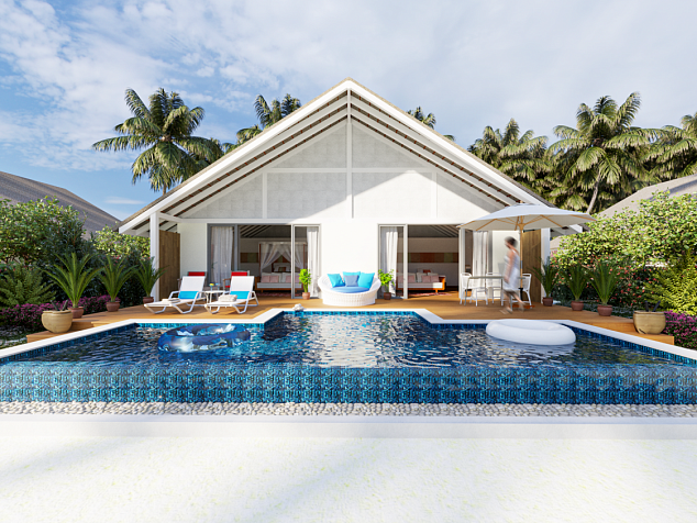 Two Bedroom Family Beach Pool Villa 137 кв м